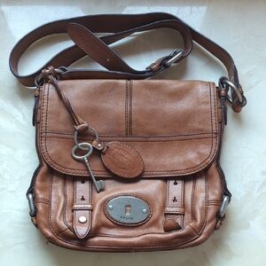 Vintage Fossil Tan Leather Maddox Crossbody Shoulder Bag